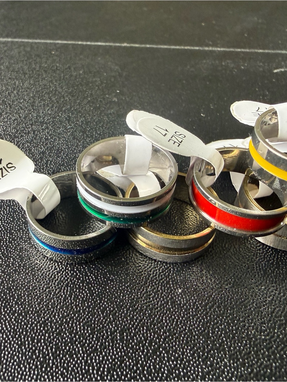 Bundle of 10 Women’s Black and Multicolor Inlay Stainless Steel Rings NWT